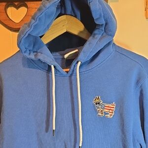 Goat U.s.a Blue Hoodie with Embroidered Flag Moose